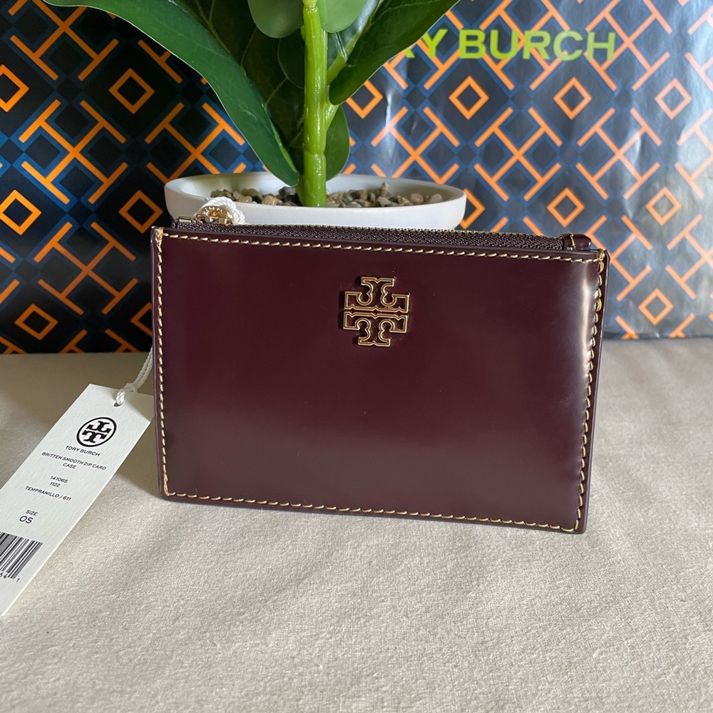 Tory Burch Burgundy Leather Wallet Compact Design